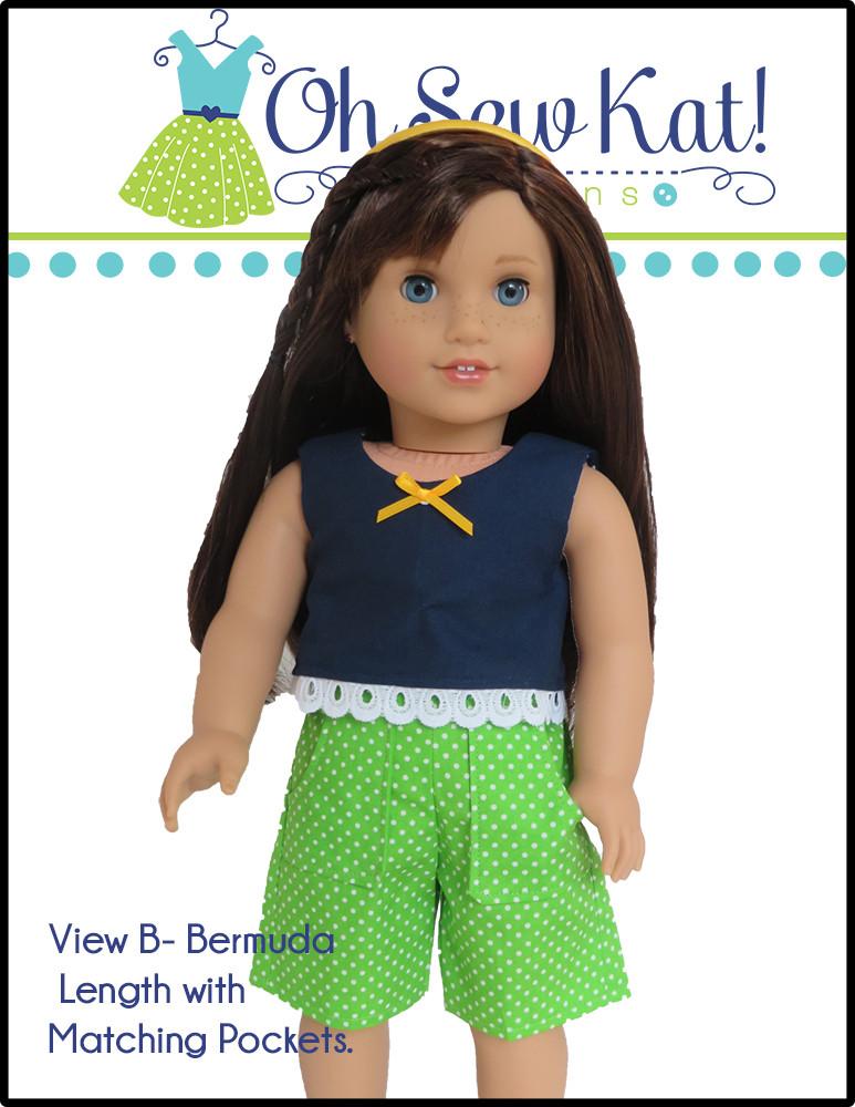 Oh Sew Kat 18 Inch Modern Sandbox Shorts 18" Doll Clothes Pixie Faire