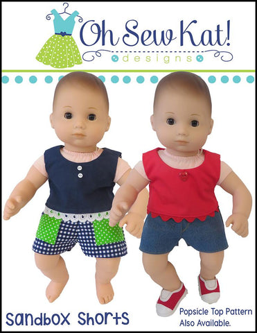 Oh Sew Kat Bitty Baby/Twin Sandbox Shorts 15" Baby Doll Clothes Pattern Pixie Faire