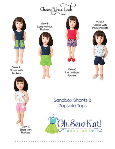 Oh Sew Kat A Girl For All Time Sandbox Shorts Pattern For AGAT Dolls Pixie Faire