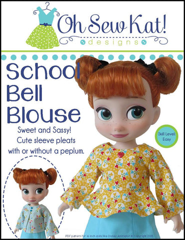 Oh Sew Kat Disney Doll School Bell Blouse Pattern for Disney Animator Dolls Pixie Faire