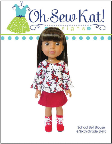 Oh Sew Kat WellieWishers School Bell Blouse 14.5" Doll Clothes Pattern Pixie Faire