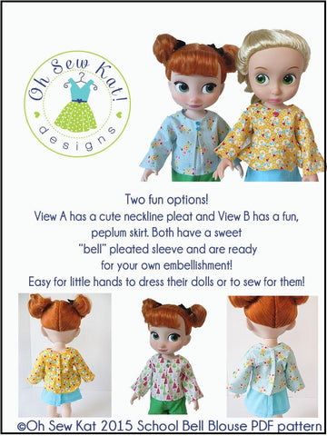 Oh Sew Kat Disney Doll School Bell Blouse Pattern for Disney Animator Dolls Pixie Faire