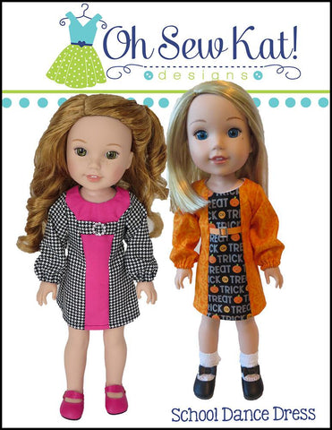 Oh Sew Kat WellieWishers School Dance Dress 14.5" Doll Clothes Pattern Pixie Faire