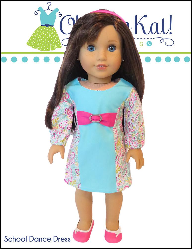 Oh Sew Kat 18 Inch Modern School Dance Dress 18" Doll Clothes Pattern Pixie Faire