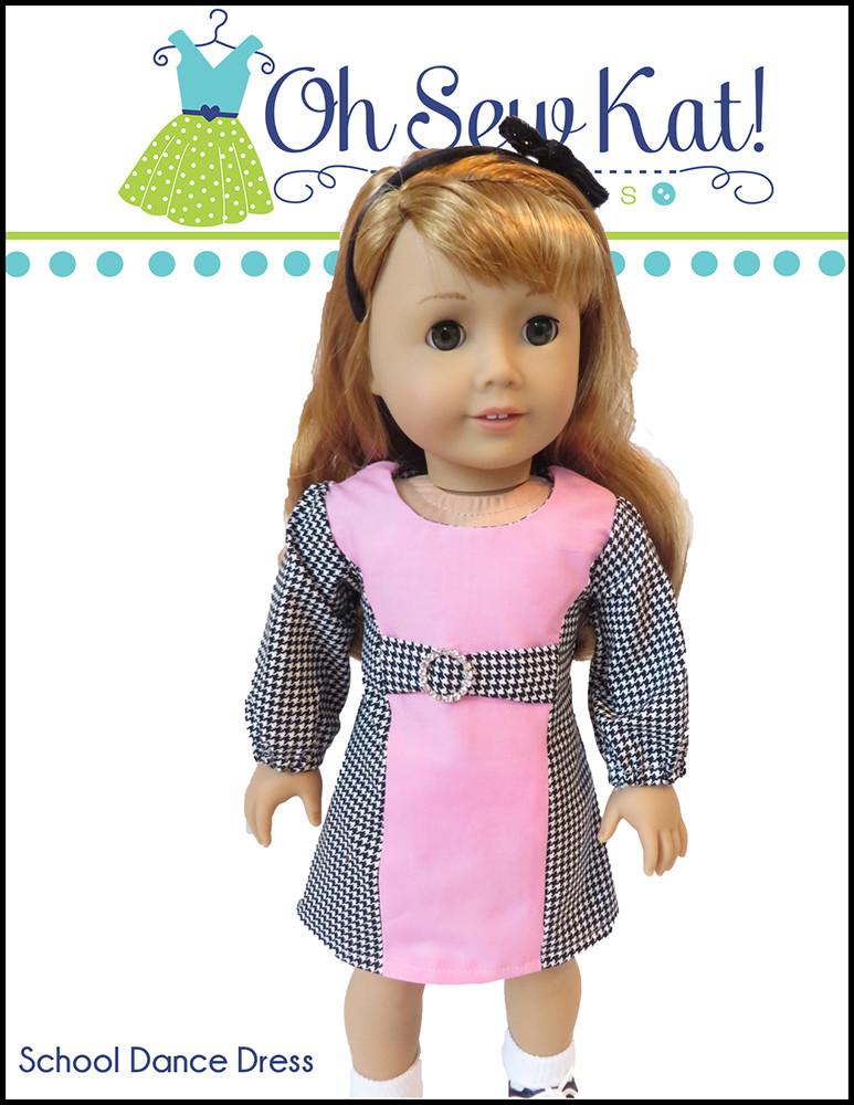 Oh Sew Kat 18 Inch Modern School Dance Dress 18" Doll Clothes Pattern Pixie Faire