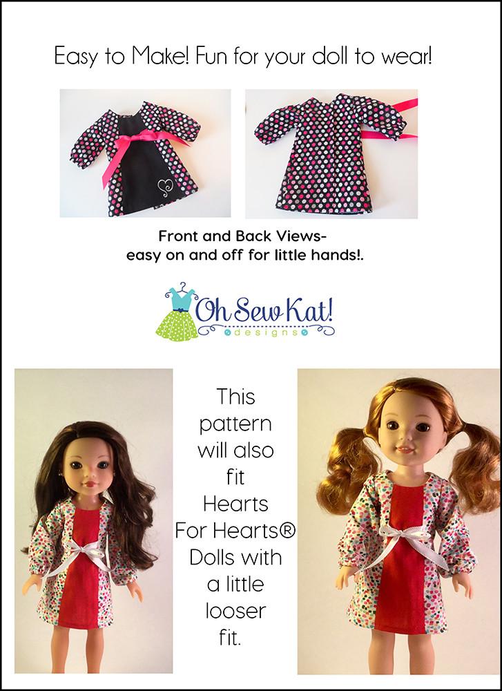 Oh Sew Kat WellieWishers School Dance Dress 14.5" Doll Clothes Pattern Pixie Faire