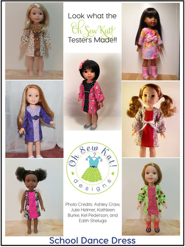 Oh Sew Kat WellieWishers School Dance Dress 14.5" Doll Clothes Pattern Pixie Faire