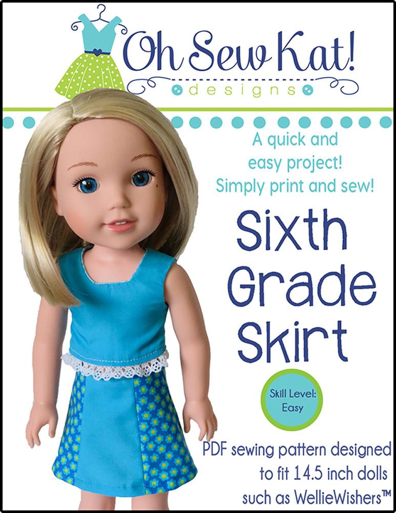 Oh Sew Kat WellieWishers Sixth Grade Skirt 14.5" Doll Clothes Pattern Pixie Faire