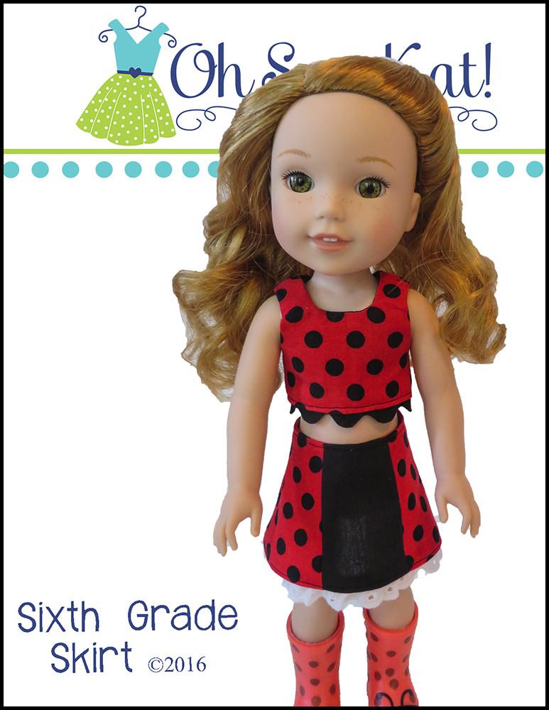 Oh Sew Kat WellieWishers Sixth Grade Skirt 14.5" Doll Clothes Pattern Pixie Faire