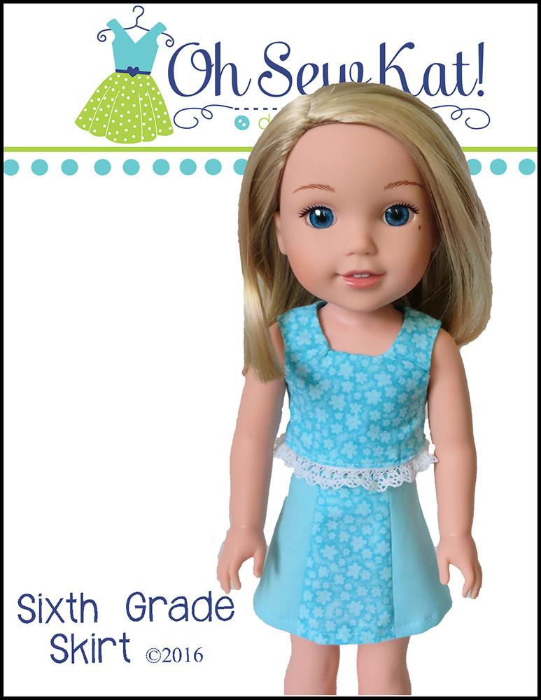 Oh Sew Kat WellieWishers Sixth Grade Skirt 14.5" Doll Clothes Pattern Pixie Faire