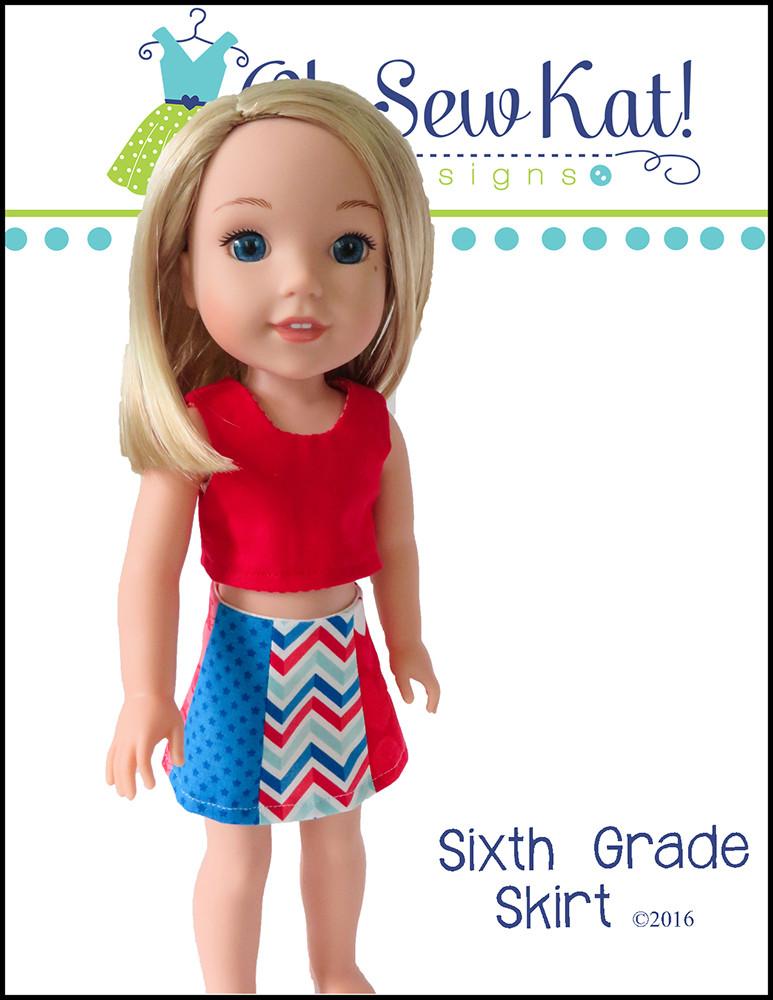 Oh Sew Kat WellieWishers Sixth Grade Skirt 14.5" Doll Clothes Pattern Pixie Faire