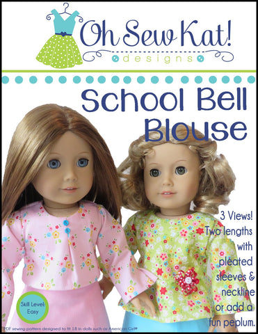 Oh Sew Kat 18 Inch Modern School Bell Blouse 18" Doll Clothes Pattern Pixie Faire