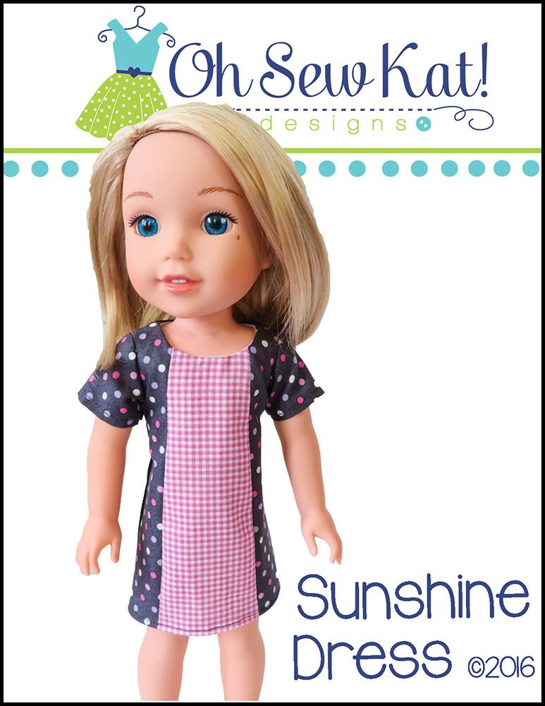 Oh Sew Kat WellieWishers Sunshine Dress 14.5" Doll Clothes Pattern Pixie Faire