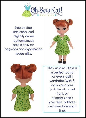 Oh Sew Kat Disney Doll Sunshine Dress Pattern for Disney Animator Dolls Pixie Faire