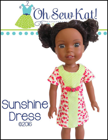 Oh Sew Kat WellieWishers Sunshine Dress 14.5" Doll Clothes Pattern Pixie Faire