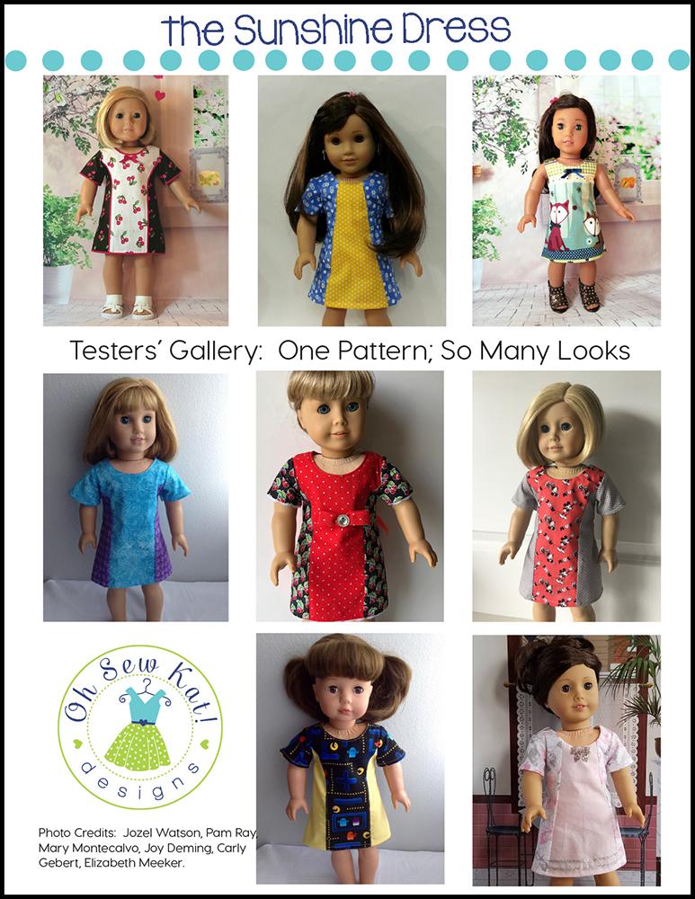 Oh Sew Kat 18 Inch Modern Sunshine Dress 18" Doll Clothes Pattern Pixie Faire