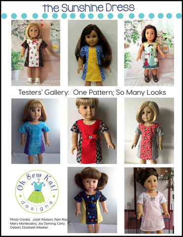 Oh Sew Kat 18 Inch Modern Sunshine Dress 18" Doll Clothes Pattern Pixie Faire