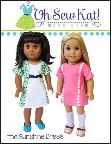 Oh Sew Kat 18 Inch Modern Sunshine Dress 18" Doll Clothes Pattern Pixie Faire