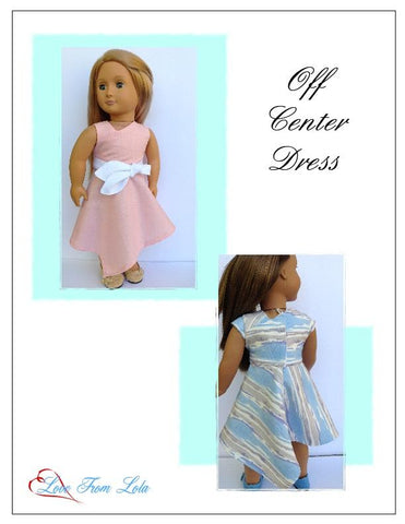 Love From Lola 18 Inch Modern Off Center Dress 18" Doll Clothes Pattern Pixie Faire