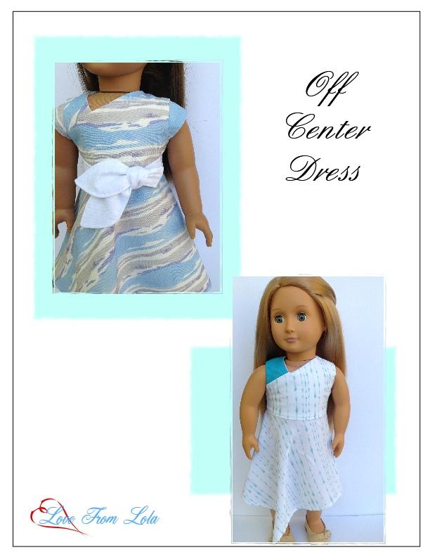 Love From Lola 18 Inch Modern Off Center Dress 18" Doll Clothes Pattern Pixie Faire