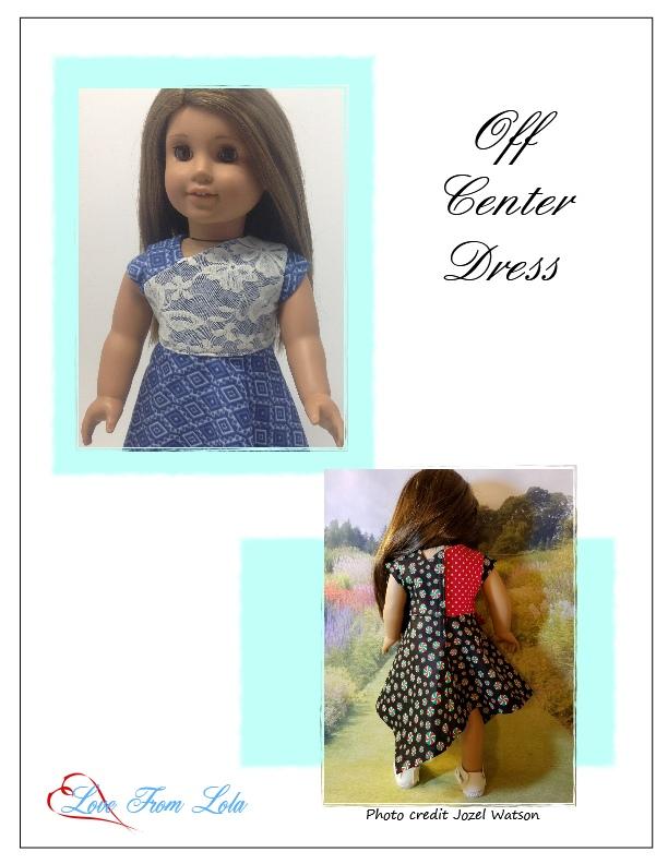 Love From Lola 18 Inch Modern Off Center Dress 18" Doll Clothes Pattern Pixie Faire