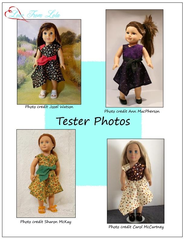 Love From Lola 18 Inch Modern Off Center Dress 18" Doll Clothes Pattern Pixie Faire