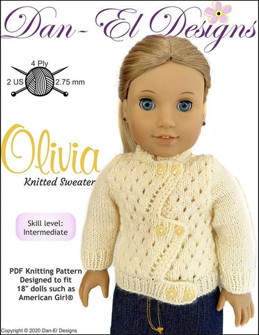 Dan-El Designs Knitting Olivia 18" Doll Knitting Pattern Pixie Faire