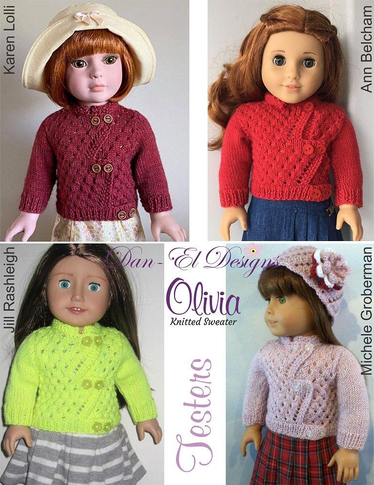 Dan-El Designs Knitting Olivia 18" Doll Knitting Pattern Pixie Faire