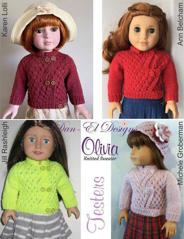 Dan-El Designs Knitting Olivia 18" Doll Knitting Pattern Pixie Faire