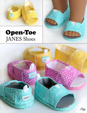 Liberty Jane Shoes Open-Toe JANES 18" Doll Shoe Pattern Pixie Faire