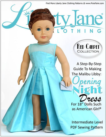 Liberty Jane 18 Inch Modern Opening Night Dress 18" Doll Clothes Pattern Pixie Faire