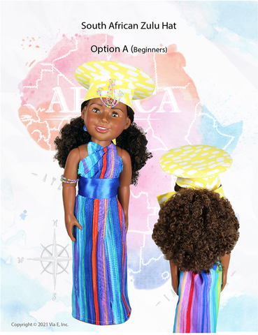 Via E Dollfriends South African Zulu Hat Doll Clothes Pattern For Dollfriends Pixie Faire