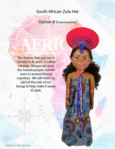 Via E Dollfriends South African Zulu Hat Doll Clothes Pattern For Dollfriends Pixie Faire