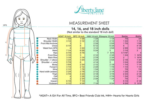 Liberty Jane H4H/Les Cheries Baseball Tee 13 - 14 Inch Doll Clothes Pattern Pixie Faire