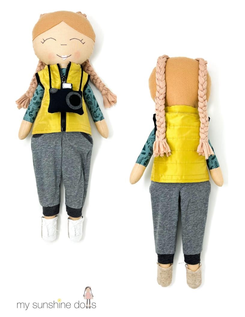 My Sunshine Dolls Cloth doll Outdoor Adventures Camping Doll 23" Cloth Doll Pattern Pixie Faire