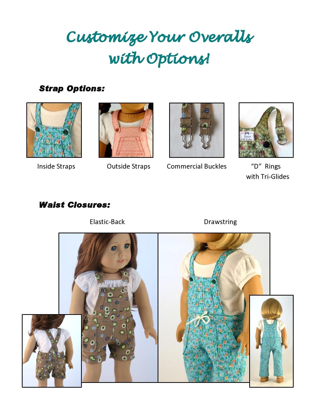 Forever 18 Inches 18 Inch Modern NOT!  Your Mama's Overalls 18" Doll Clothes Pixie Faire