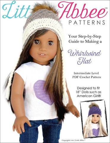 Little Abbee Crochet Whirlwind Hat 18" Doll Crochet Pattern Pixie Faire