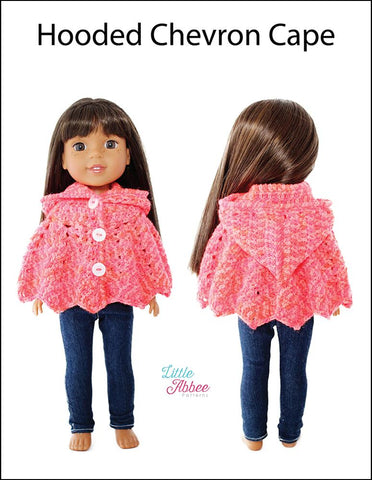 Little Abbee WellieWishers Hooded Chevron Cape Crochet Pattern for 14.5" Dolls Pixie Faire