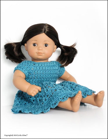 Little Abbee Bitty Baby/Twin Spring Petal Dress 15" Baby Doll Crochet Pattern Pixie Faire