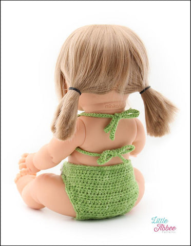 Little Abbee MiniKane Flower Girl Diaper Set Crochet Pattern for 13" MiniKane Baby Dolls Pixie Faire