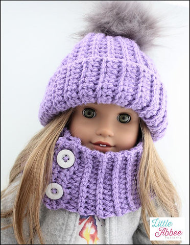 Little Abbee Crochet Kaleidoscope Hat and Cowl Crochet Pattern for 18" Dolls Pixie Faire