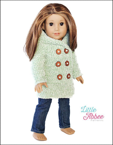 Little Abbee Crochet Hooded Peacoat Crochet Pattern for 18" Dolls Pixie Faire