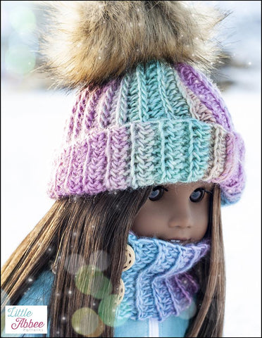 Little Abbee Crochet Kaleidoscope Hat and Cowl Crochet Pattern for 18" Dolls Pixie Faire