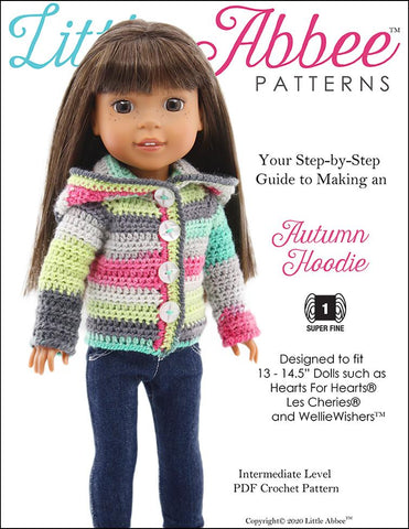 Little Abbee WellieWishers Autumn Hoodie Crochet Pattern for 14.5" Dolls Pixie Faire
