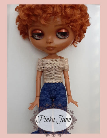 Pinku Jane Blythe/Pullip Dropped Shoulder Top Crochet Pattern For 12" Blythe Dolls Pixie Faire