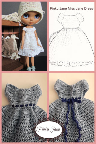 Pinku Jane Blythe/Pullip Miss Jane Dress Crochet Pattern For 12" Blythe Dolls Pixie Faire