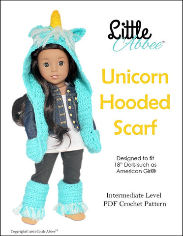 Little Abbee Crochet Unicorn Hooded Scarf and Leg Warmers Crochet Pattern Pixie Faire