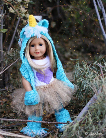 Little Abbee Crochet Unicorn Hooded Scarf and Leg Warmers Crochet Pattern Pixie Faire
