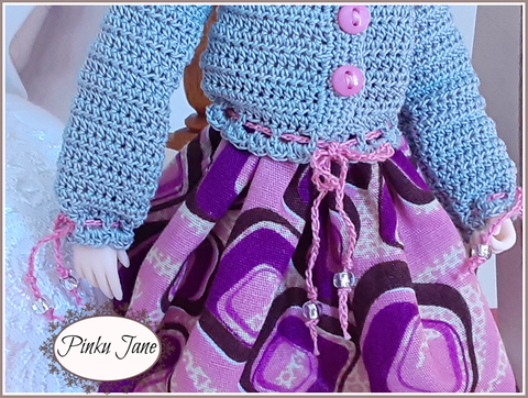 Pinku Jane Blythe/Pullip Lanni Sweater w/ Beaded Ties Crochet Pattern For 12" Blythe Dolls Pixie Faire