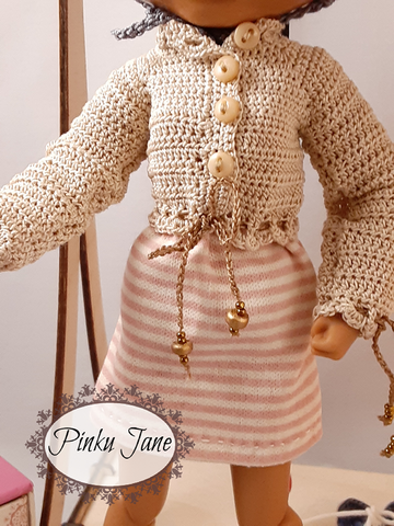 Pinku Jane Blythe/Pullip Lanni Sweater w/ Beaded Ties Crochet Pattern For 12" Blythe Dolls Pixie Faire